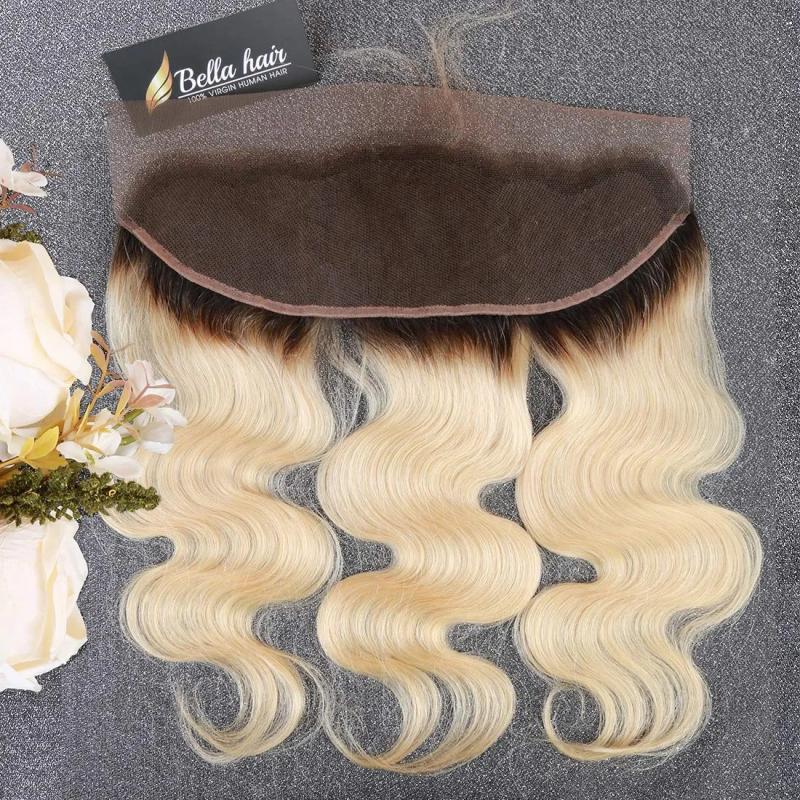 Remy Hair & Virgin Hair | Bella Hair Ombre 1B/613 Lace Frontal With Dark Roots, 13X4 Ear To Ear Frontal Virgin Human Hair Sleek Straight Body Wave Pre Plucked With Natural Hairline Sale Remy Hair & Virgin Hair Remy Hair & Virgin Hair