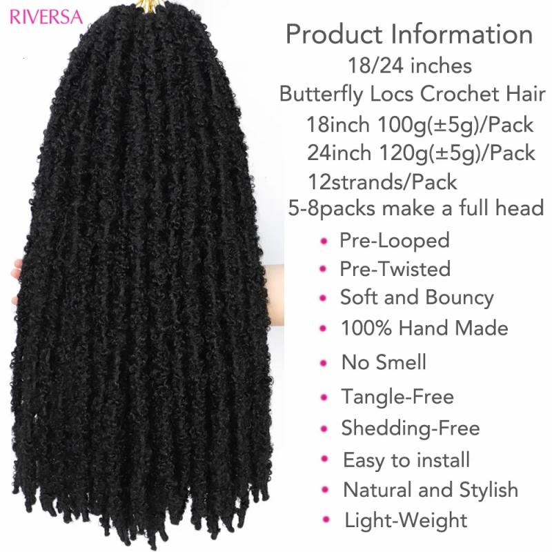 Remy Hair & Virgin Hair | Human Hair Bulks 18 24 Inches 1B Butterfly Locs Crochet Hair Dreadlocks Meche Faux Locks Crochet Hair Braids Extensions Soft Locks Synthetic Hair 230904 Remy Hair & Virgin Hair Remy Hair & Virgin Hair