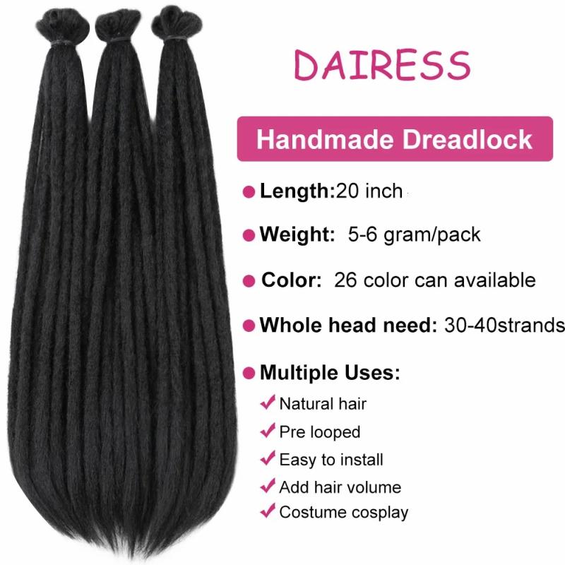 Remy Hair & Virgin Hair | Human Hair Bulks Dairess Synthetic Dreadlock Crochet Braids Thin Long Dreads Handmade Crochet Hair Reggae Hair Hip-Hop Style For Rock Roll 230904 Remy Hair & Virgin Hair Remy Hair & Virgin Hair