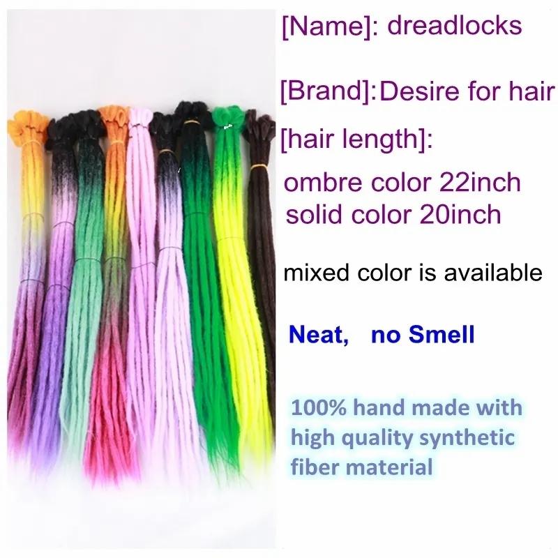 Remy Hair & Virgin Hair | Human Hair Bulks Desire For Hair 5 Pieces Ombre Hand Made Dreadlocks Hair Extensions Synthetic Hip-Hop Style Crochet Braids Hair Pink Color 230904 Remy Hair & Virgin Hair Remy Hair & Virgin Hair