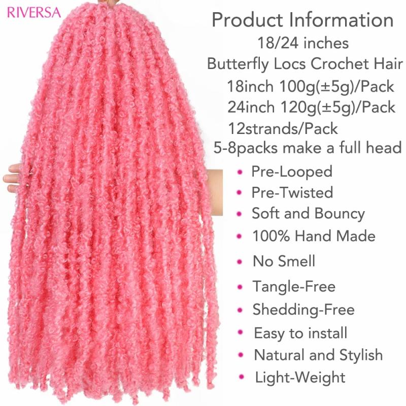 Remy Hair & Virgin Hair | Human Hair Bulks Styles Butterfly Locs Crochet Hair 1B Pink Dreadlocks Meche Faux Locs Crochet Hair Braids Extensions 18 24 Inches Faux Locs 230906 Remy Hair & Virgin Hair Remy Hair & Virgin Hair