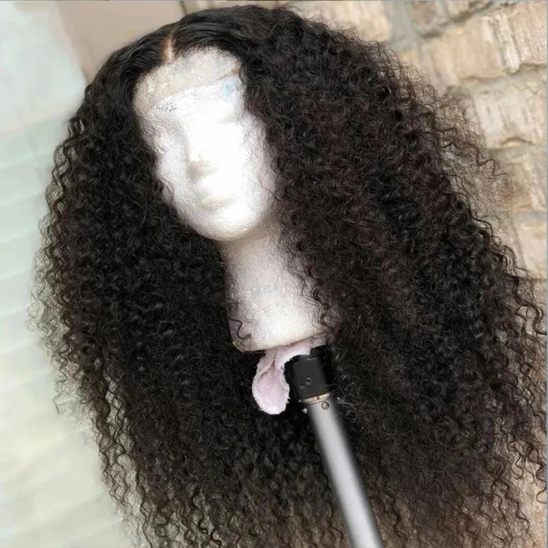 Remy Hair & Virgin Hair | Human Hair Wigs 26 Inch Long Soft Glueless Deep Part Preplucked 180 Density Kinky Curly Natural Black Lace Front Wig For Women Babyhair Daily 230214 Remy Hair & Virgin Hair Remy Hair & Virgin Hair