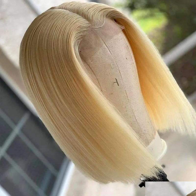 Remy Hair & Virgin Hair | Human Hair Wigs 4X4 Lace Closure Blonde Bob Wig Remy Straight Short Middle Part Drop Delivery Products Virgin Dh3Mf Remy Hair & Virgin Hair Remy Hair & Virgin Hair