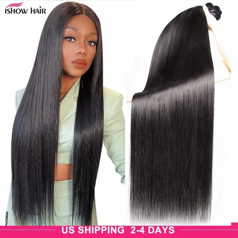 Remy Hair & Virgin Hair | Ishow 8-30 Inch Mink Brazilian Wefts Weave Body Wave Straight Loose Deep Water Human Hair Bundles Extensions Peruvian For Women Black Color Remy Hair & Virgin Hair Remy Hair & Virgin Hair