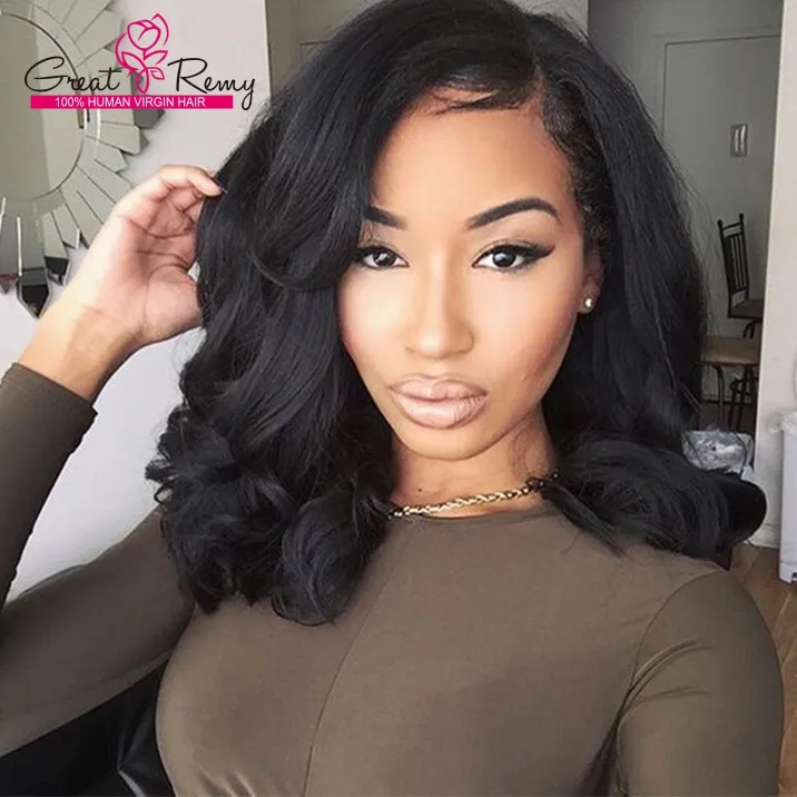 Remy Hair & Virgin Hair | Loose Body Wave Frontal Short Bob Wig 13X6 Natural Loose Wave Lace Front Glueless Cheap Wigs Brazilian Human Hair Pre Plucked Bleached Knots Wigs For Black Women Sale Remy Hair & Virgin Hair Remy Hair & Virgin Hair