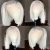 Synthetic Wigs* | 13X4 Blonde Bob Wig Simulation Human Hair White Color Hd Lace Frontal Wig Brazilian Straight Short Lace Front Wigs For Women Synthetic Wigs* Auburn