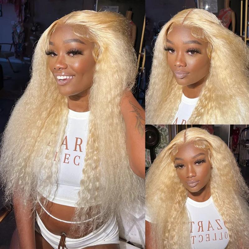 Synthetic Wigs* | 13X4 Deep Wave Lace Front Human Hair Wigs Brazilian 250% Loose Curly 13X4 Frontal Wig For Women 30 Inch 613 Honey Blonde Synthetic Wig Synthetic Wigs* 613 Blonde Color