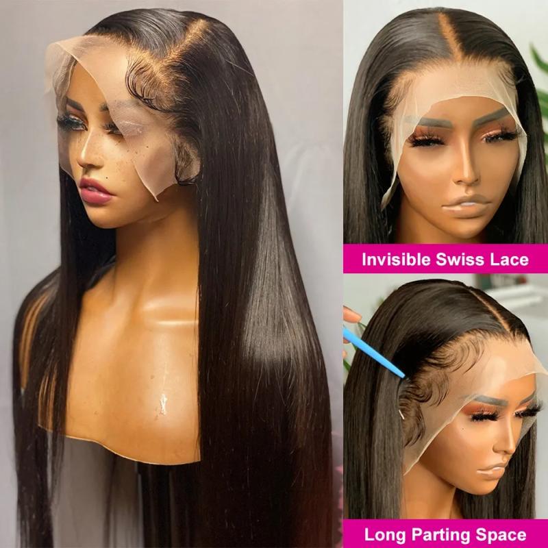 Synthetic Wigs* |  30 40Inch Brazilian Remy 250 Density 13X6 Bone Straight Transparent Lace Front Human Hair Wigs 4X4 Frontal Closure Wig For Women 230412 Synthetic Wigs* Synthetic Wigs*