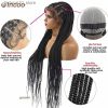 Synthetic Wigs* |  36 Full Lace Braided Wigs Lace Front Wig Long Criss Cross Knotless Box Braids Wig Ombre Synthetic Braided Wigs For Black Women Q240115 Synthetic Wigs* 1B