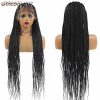 Synthetic Wigs* |  36 Full Lace Braided Wigs Lace Front Wig Long Criss Cross Knotless Box Braids Wig Ombre Synthetic Braided Wigs For Black Women Q240115 Synthetic Wigs* 1B