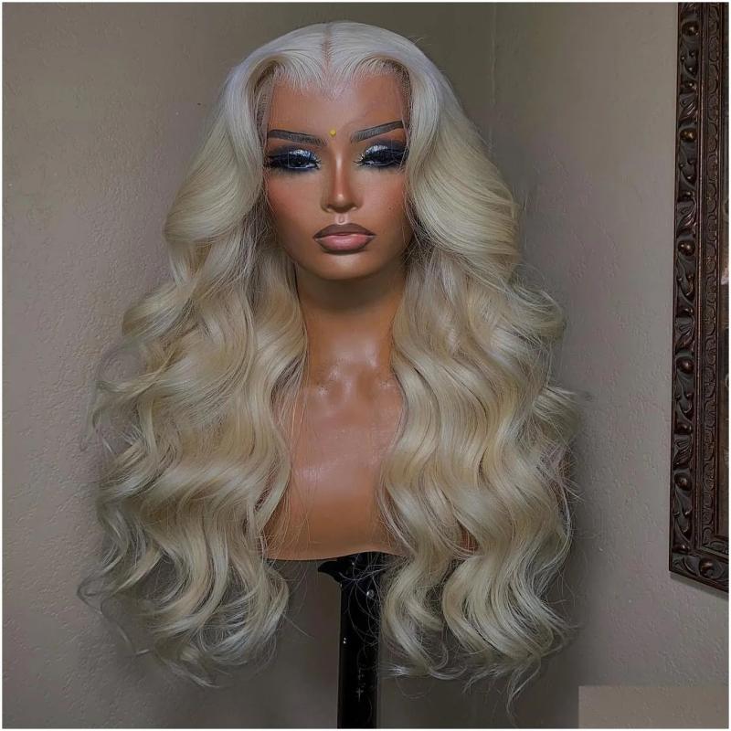 Synthetic Wigs* |  40 Inch 613 Honey Blonde Lace Front Human Hair Brazilian Body Wave Colored Hd Frontal Wig For Women Heat Resistant Dr Dhoue Synthetic Wigs* 613 Color