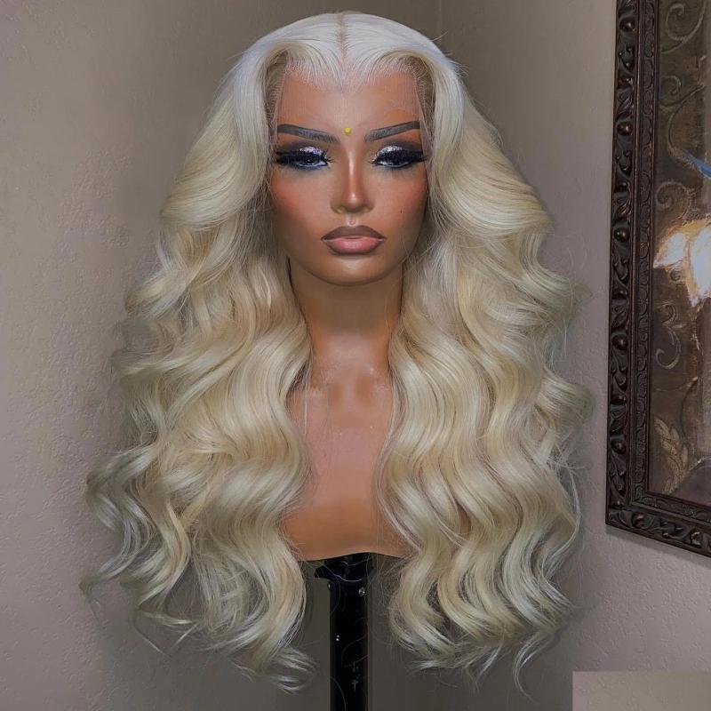 Synthetic Wigs* |  40 Inch 613 Honey Blonde Lace Front Human Hair Brazilian Body Wave Colored Hd Frontal Wig For Women Heat Resistant Dr Dhoue Synthetic Wigs* 613 Color