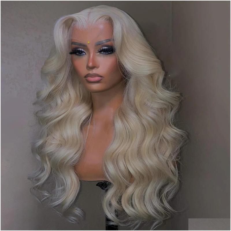 Synthetic Wigs* |  40 Inch 613 Honey Blonde Lace Front Human Hair Brazilian Body Wave Colored Hd Frontal Wig For Women Heat Resistant Dr Dhoue Synthetic Wigs* 613 Color