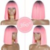 Synthetic Wigs* |  Azqueen Bob Short Straight With Bangs For Women Black Pink Party Daily Use Shoulder Length 230417 Synthetic Wigs* 10-12-30