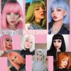 Synthetic Wigs* |  Azqueen Bob Short Straight With Bangs For Women Black Pink Party Daily Use Shoulder Length 230417 Synthetic Wigs* 10-12-30