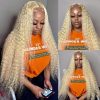 Synthetic Wigs* | Brazilian 13X4 Deep Wave Transparent Lace Frontal Wigs 613 Honey Blonde Color Curly Human Hair Wig Synthetic Heat Resistant For Women Synthetic Wigs* 613 Blonde Color