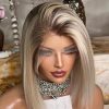 Synthetic Wigs* | Brazilian Blonde Ombre Short Lace Front Wig Ash Grey Synthetic Lace Front Wigs For Women Afro Natural Hair Bob Wig Straight Wig Cosplay Synthetic Wigs* Auburn