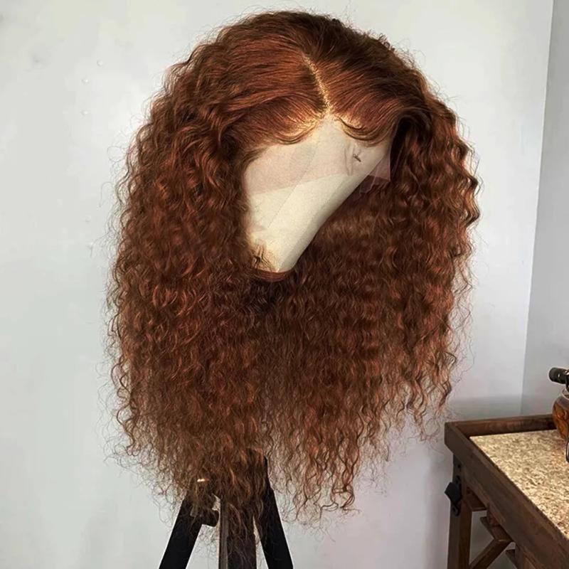 Synthetic Wigs* | Brazilian Brown Wig Deep Wave Frontal Wig Full Glueless Hd Transparent Lace Front Wig Colored Black/Red/Blonde Curly Syntheticc Wig Cosplay Synthetic Wigs* black