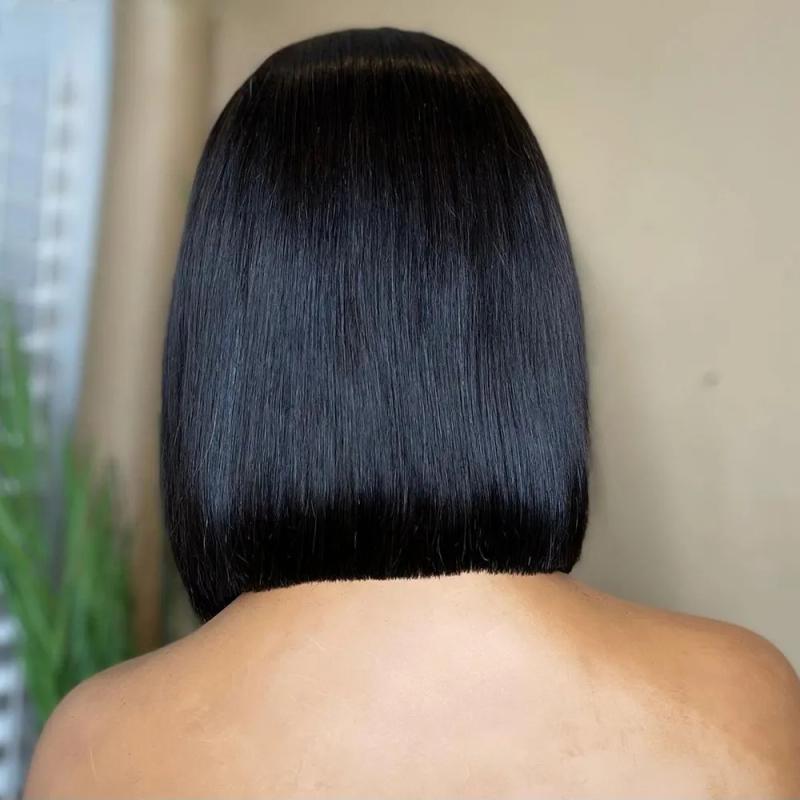 Synthetic Wigs* | Brazilian Hair Glueless 13X4 Short Straight Bob Wig Ready To Wear Human Hair Lace Frontal Wigs For Women Preplucked Wear And Go Synthetic Wigs* Auburn