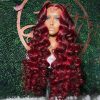 Synthetic Wigs* | Brazilian Highlight Red Loose Deep Wave Lace Front Human Hair Wig 99 Red 13X4 Lace Frontal Wig Pre Pluck Hd Transparent Synthetic Lace Wig Synthetic Wigs* 613 Color