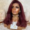 Synthetic Wigs* | Brazilian Short Bob Wavy Lace Front Simulation Human Hair Wigs 360 Full Lace Front Wigs Lace Closure Bob Wigs For Women Synthetic Wigs* Auburn