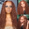 Synthetic Wigs* | Brown Color 13X4 Kinky Curly Wig Human Hair Hd Transparent Deep Wave Lace Frontal Wig Black Synthetic Lace Front Wigs For Women Heat Resistant Hair Synthetic Wigs* black