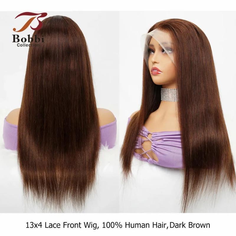 Synthetic Wigs* |  Brown Lace Front Wig Human Hair Wig For Women Glueless Transparent Lace Closure Promotion Natural Black Straight Remy Hair Bobbi 230901 Synthetic Wigs* 13x4 lace wig black