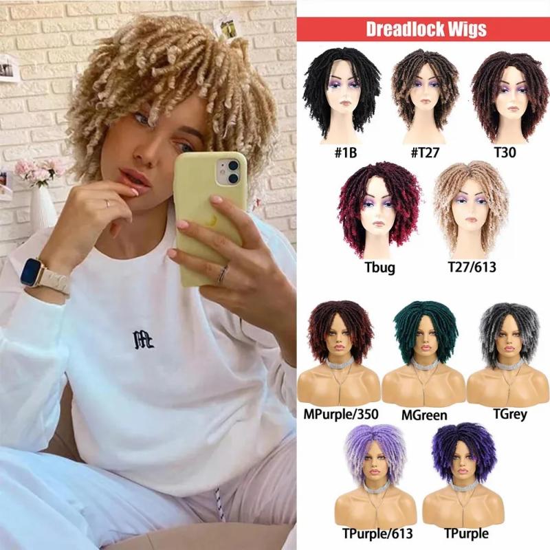 Synthetic Wigs* |  Chemical Fiber Dirty Braided Tube Curved Head Cover Braided Dreadlocks Faux Locs Wig Curly Braided Wigs On Sale Clearance Afro 231211 Synthetic Wigs* 1