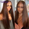 Synthetic Wigs* | Chocolate Brown Straight Lace Front Wigs For Women 13X4 Lace Frontal Synthetic Wig Simulation Human Hair Synthetic Wigs* black