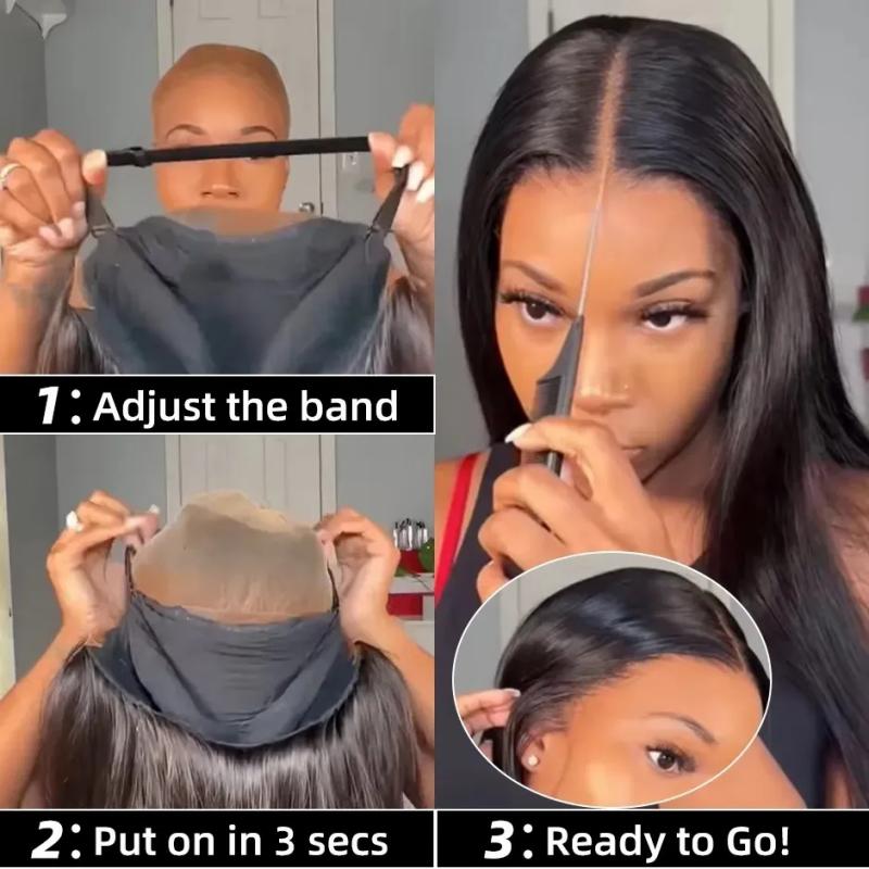 Synthetic Wigs* |  Glueless Wig Human Hair Rready To Wear Pre Cut Lace Straight Lace Front Wigs 4X4 Lace Closure Human Hair Wigs For Black Women 230901 Synthetic Wigs* Synthetic Wigs*