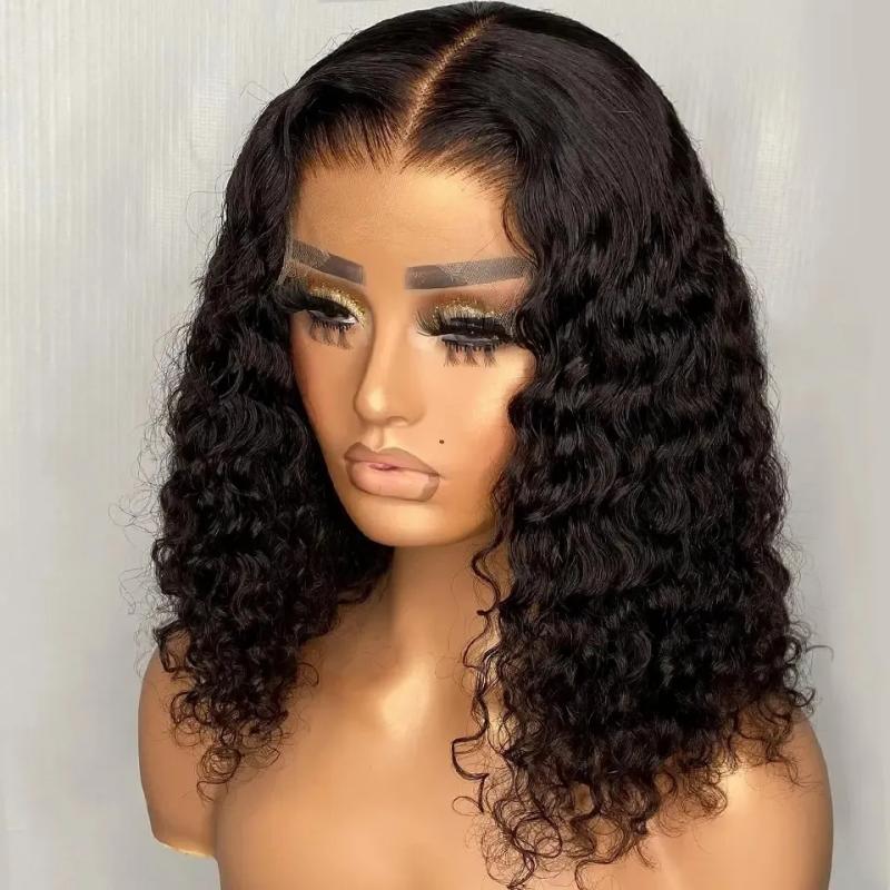 Synthetic Wigs* | Glueless Wig Human Hairl Ace Front Wigs Curly Bob Wigs Prepluck With Baby Hair Deep Water Wave Lace Wig Baby Hair Synthetic Wigs* 13×4lace 180density