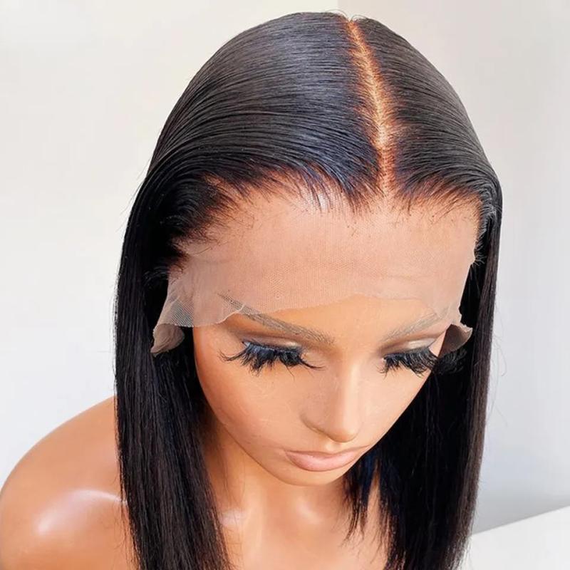 Synthetic Wigs* | Green Bob Lace Front Human Hair Wig Colored 13X4 Lace Frontal Wigs Short Bob Synthetic Wigs Cosplay Drag Queen Pre-Plucked Baby Hair Summer Synthetic Wigs* Auburn