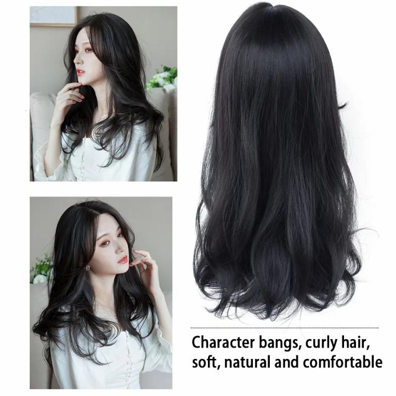 Synthetic Wigs* |  Houyan Long Wavy Curly Hair Women Black Cool Brown Cosplay Lolita No Bangs Party Heat Resistant 230417 Synthetic Wigs* #35