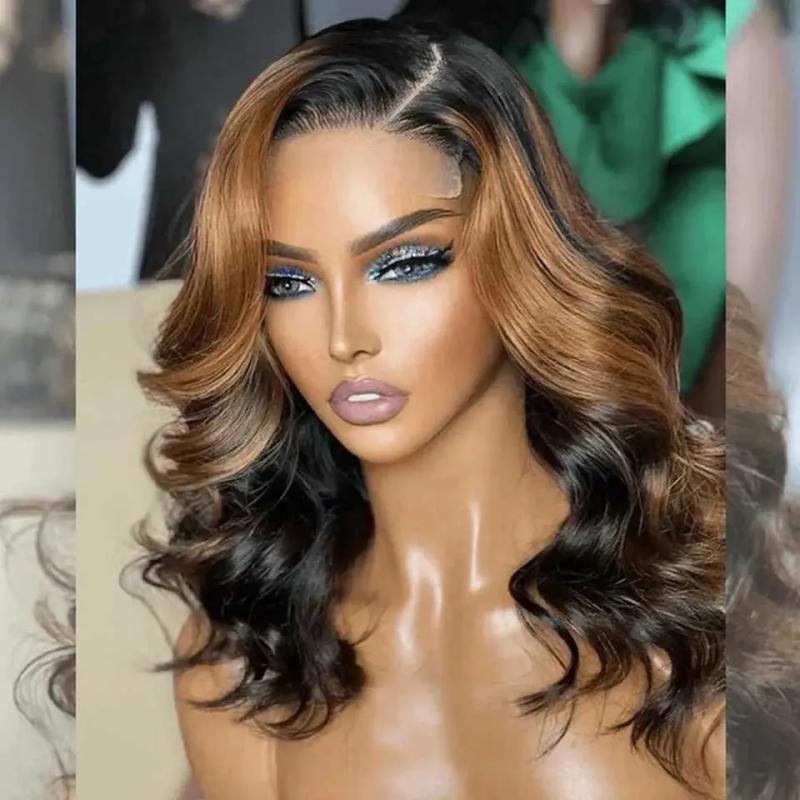 Synthetic Wigs* |  Human Hair Wig Bodywave Lace Glueless Left C Part Short Humanhair Wigs For Everyday Use Wavy Short Bobtransparent Lace Wig 100% 240328 240327 Synthetic Wigs* Auburn