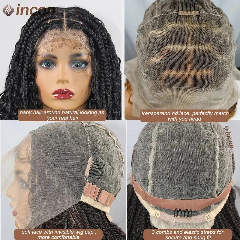 Synthetic Wigs* | Long 32 Boho Braided Full Lace Front Wigs 613 Blonde Curly Goddess Locs Pre Plucked With Baby Hair Synthetic Box Braids Wig 240130 Synthetic Wigs* 1B