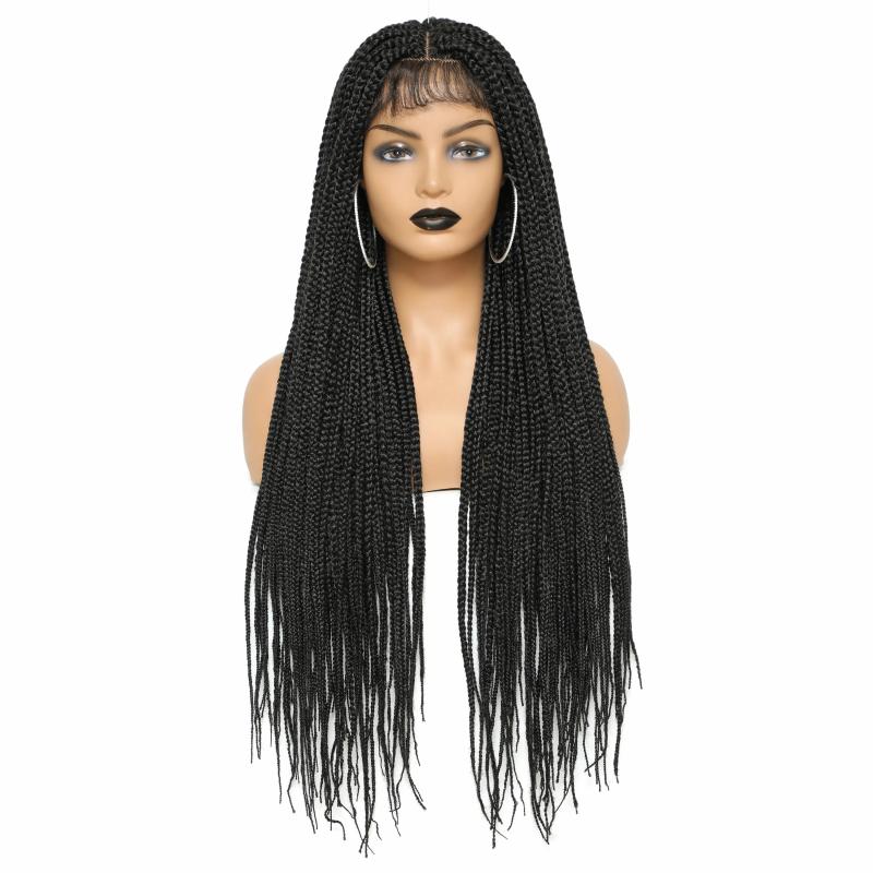 Synthetic Wigs* | Long Ombre Box Braided 4X4 Lace Wigs With Baby Hair Twist Braids Lace Front Wigs For Black Women Synthetic Cosplay Wig 30Inch Synthetic Wigs* 40inhes