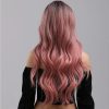 Synthetic Wigs* |  Long Ombre Pink With Bangs Heat Resistant Wavy For Women Natural Hair For Cosplay Daily Party 26 Inch 230417 Synthetic Wigs* ash brown