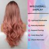 Synthetic Wigs* |  Long Ombre Pink With Bangs Heat Resistant Wavy For Women Natural Hair For Cosplay Daily Party 26 Inch 230417 Synthetic Wigs* ash brown