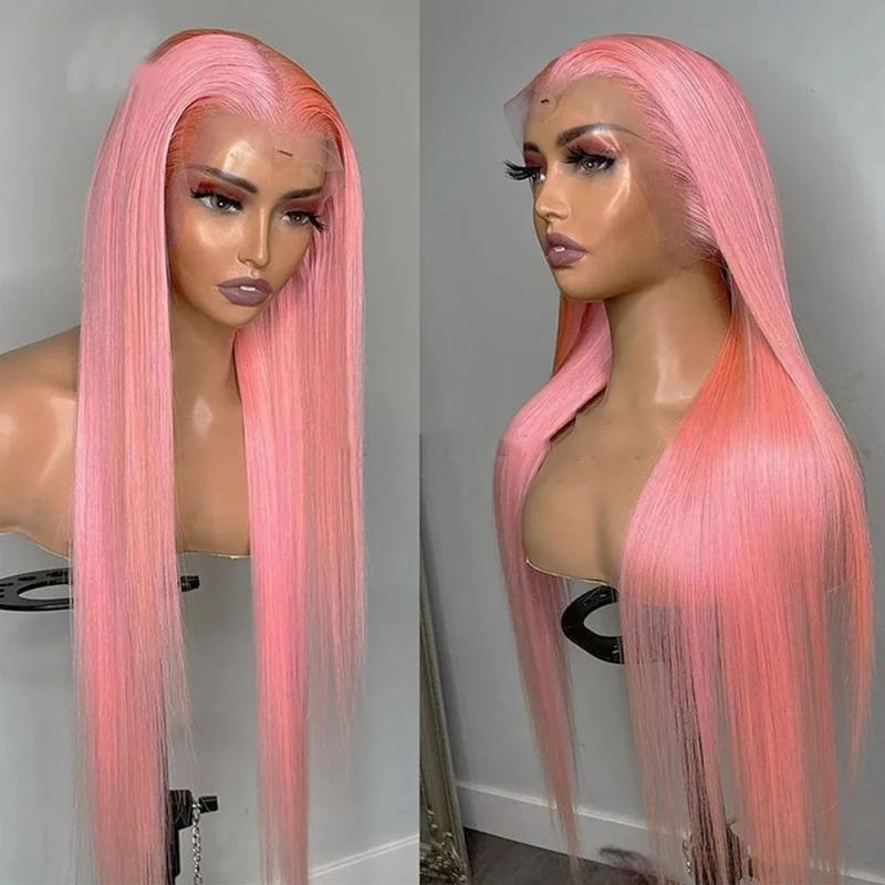 Synthetic Wigs* | Long Pink Bone Straight Lace Frontal Human Hair Wigs For Black Women 13X4 Synthetic Closure Wig Cosplay Party Synthetic Wigs* black