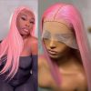 Synthetic Wigs* | Long Pink Bone Straight Lace Frontal Human Hair Wigs For Black Women 13X4 Synthetic Closure Wig Cosplay Party Synthetic Wigs* black