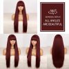 Synthetic Wigs* |  Long Straight Wine Red Wig With Bang Synthetic Wigs For Women Heat Resistant Natural Hair For Daily Halloween Cosplay Party 231011 Synthetic Wigs* #17