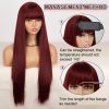 Synthetic Wigs* |  Long Straight Wine Red Wig With Bang Synthetic Wigs For Women Heat Resistant Natural Hair For Daily Halloween Cosplay Party 231011 Synthetic Wigs* #17