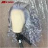 Synthetic Wigs* | Long Wavy Grey Wig Pre Plucked 13X4 Synthetic Lace Front Wig Simulation Human Hair Heat Resistant For Women Synthetic Wigs* black