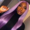 Synthetic Wigs* | New Lavender Purple Lace Front Wig Blonde/Black/Burgundy/Blue Colored Long Straight Synthetic Wigs For Women Heat Resistant Cosplay Party Synthetic Wigs* black