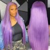 Synthetic Wigs* | New Lavender Purple Lace Front Wig Blonde/Black/Burgundy/Blue Colored Long Straight Synthetic Wigs For Women Heat Resistant Cosplay Party Synthetic Wigs* black