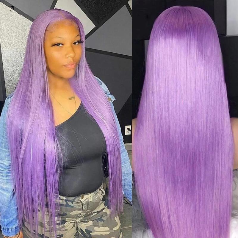 Synthetic Wigs* | New Lavender Purple Wigs Long Straight Natural Brazilain Hair Blonde/Blue/Brown Lace Front Synthetic Wig For Black Women Heat Resistant Cosplay Synthetic Wigs* black