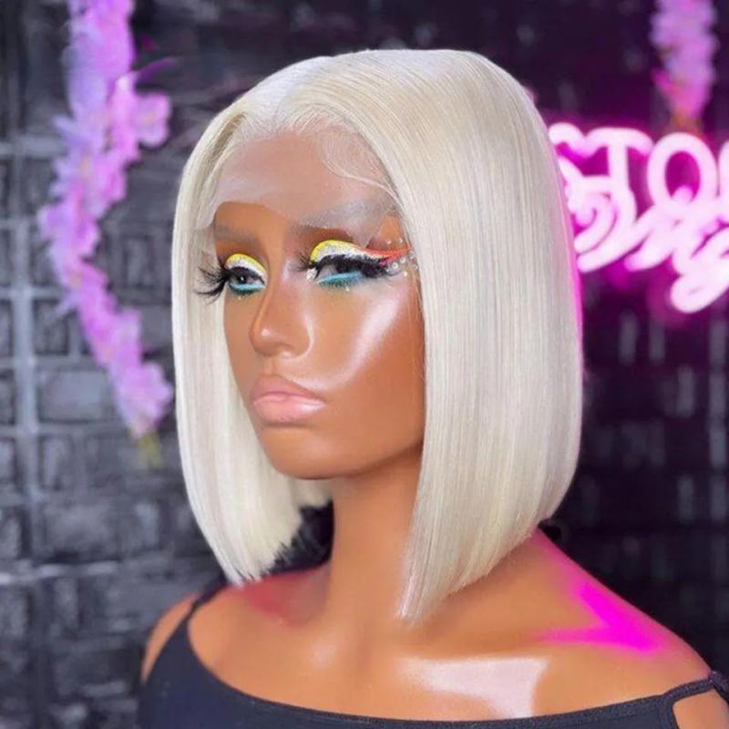 Synthetic Wigs* | New Ombre Honey Blonde Brazilian Hair 13X4 Lace Front Short Bob Wig Transparent Pixie Cut 613 Synthetic Frontal Wigs For Women Synthetic Wigs* Auburn