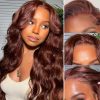 Synthetic Wigs* | New Reddish Brown Lace Front Human Hair Wigs Body Wave 13X4 Hd Lace Frontal Wig Dark Red Brown Synthetic Lace Frontal Wig Heat Resistant Synthetic Wigs* black