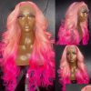 Synthetic Wigs* |  Perruque Pink Fl Lace Front Transparent Hd Body Wave Wig Natural Hairline Simation Human Hair For Women Drop Delivery Dhrtu Synthetic Wigs* Auburn