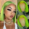 Synthetic Wigs* | Peruvian Dark Green Bob Wig For Women 13X4 Lace Frontal Wigs Transparent Hd White Blonde Brown Synthetic Lace Front Wig Preplucked Synthetic Wigs* Auburn